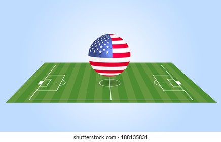 Illustration of a USA soccer ball and field.