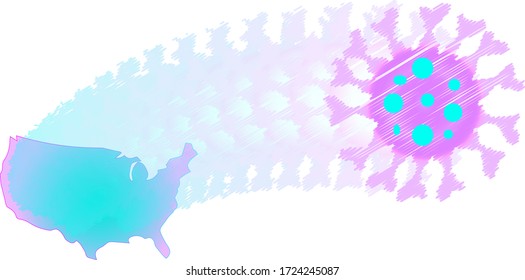 Illustration of USA turning into a coronavirus due to the covid crisis