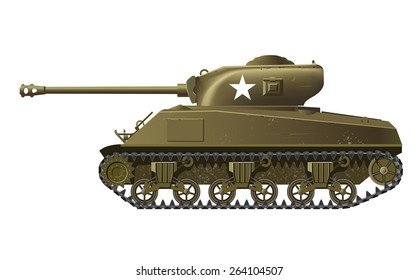 Illustration Of USA Ww2 Tank 