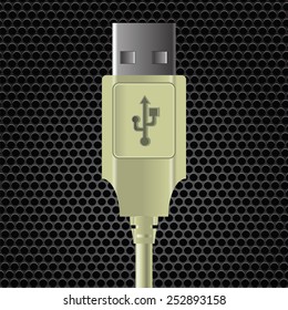 illustration  with USB cable on dark metal perforated background