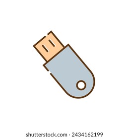 Illustration of a USB flash drive icon displayed on a laptop screen, suggesting data storage and transfer.