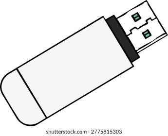 Illustration of a USB flash drive, a portable device used for storing and transferring data. The drive features a rectangular body with a USB connector.