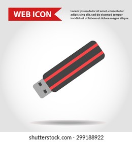Illustration of USB flash drive web icon, vector.