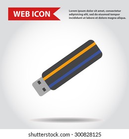 Illustration of USB flash drive web icon, vector.
