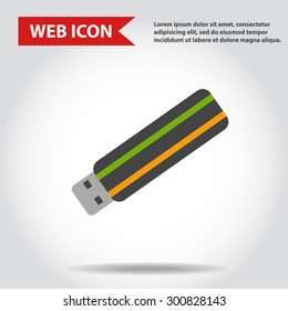 Illustration of USB flash drive web icon, vector.