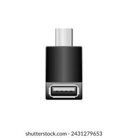 It is an illustration of USB Type-A 2.0 from black conversion adapter _USB Type-C.