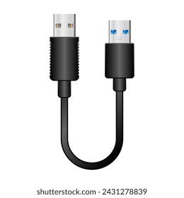 It is an illustration of USB Type-A 3.0 from black conversion cable _USB Type-A 2.0.