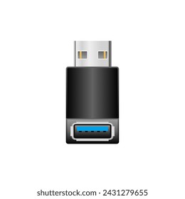 It is an illustration of USB Type-A 3.0 from black conversion adapter _usb Type-A 2.0.