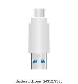 It is an illustration of USB Type-A 3.0 from white conversion adapter _USB Type-C.