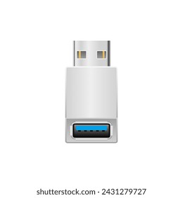 It is an illustration of USB Type-A 3.0 from white conversion adapter _USB Type-A 2.0.