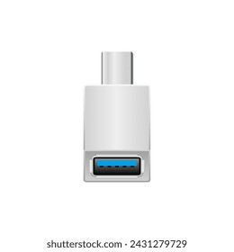 It is an illustration of USB Type-A 3.0 from white conversion adapter _USB Type-C.