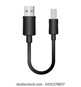 Es una ilustración de USB Tipo-B 2.0 desde el cable de conversión negro _USB Tipo-A 2.0.