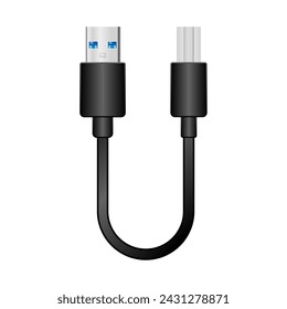 It is an illustration of USB Type-B 3.0 from black conversion cable _USB Type-A 3.0.