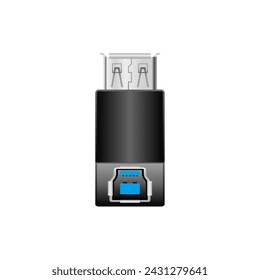 It is an illustration of USB Type-B 3.0 from a black conversion adapter _usb Type-A female.