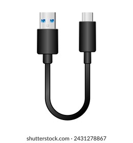 It is an illustration of USB Type-C from black conversion cable _USB Type-A 3.0.