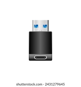 It is an illustration of USB Type-C from a black conversion adapter _usb Type-a 3.0.