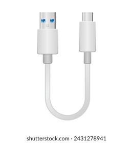 It is an illustration of USB Type-C from white conversion cable _usb Type-A 3.0.