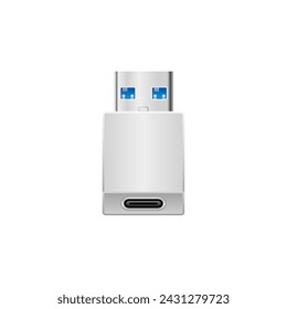 It is an illustration of USB Type-C from white conversion adapter _USB Type-A 3.0.