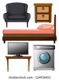 Illustration of useful furnitures on a white background