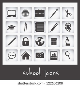 Illustration of useful icons and icons of college. vector illustration