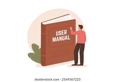 Illustration of user manual book. Illustrations for websites, landing pages, mobile apps, posters and banners. Trendy flat vector illustrations