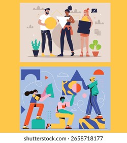 Illustration mit Social Media Design