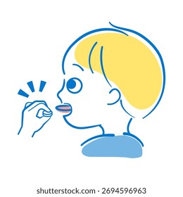 Ilustração da utilização de comprimido para imunoterapia sublingual