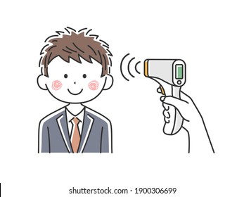 Ilustración del uso de un termómetro para una persona.
