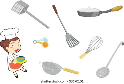 ilustración de utensilios en blanco