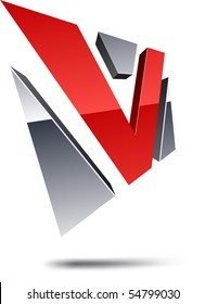 Illustration of "V" 3d design element.