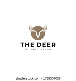 Illustration of a V sign shaped like a deer's head with beautiful golden horns