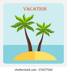 Illustration vacation on the island with palm trees