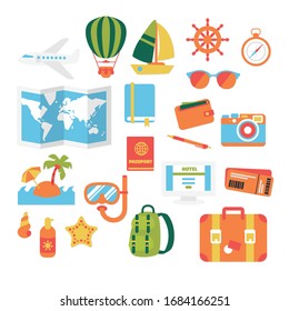 Illustration of vacation and travel icons