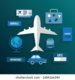 Illustration of vacation and travel icons
