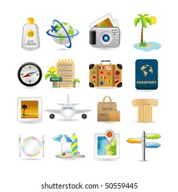 Illustration of vacation and travel icons