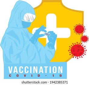 Illustrationstimpfung von Covid-19, Vektorgrafik