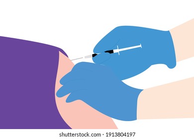 illustration of vaccination injection to patient isolated on white background