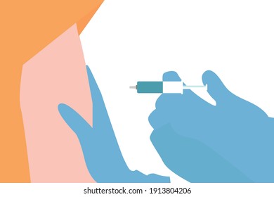 illustration of vaccination injection to patient isolated on white background