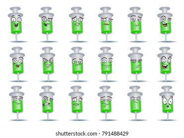 illustration of a vaccination syringe icon set on isolated white background