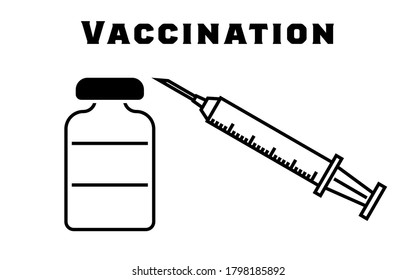 Illustration of vaccination syringe and vial