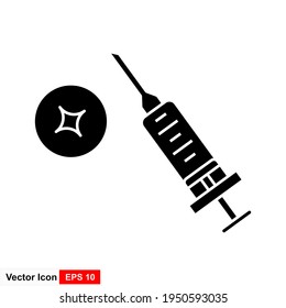 Illustration of vaccine icon from an isolated sign symbol. High quality black style vector icon.