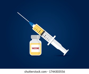 An illustration for vaccine / vaccination with syringe and serum vial.