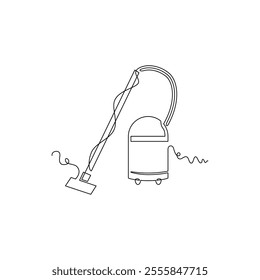 illustration of vacuum cleaner one continuous line art. line, simple, hand drawn and sketch style. for icon, symbol, sign or logo