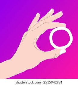 Darstellung des Vaginalringes, der als Erziehung gehalten wird