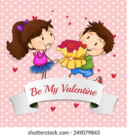 Illustration of a valentine card with lovers