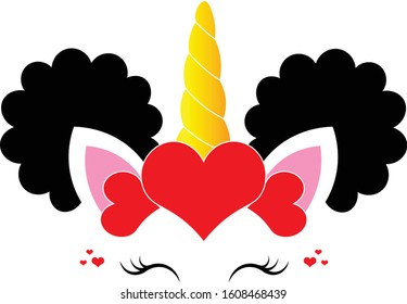 Illustration of Valentine Day Unicorn with Hearts on white background