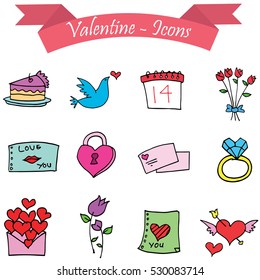 Illustration of valentine set object
