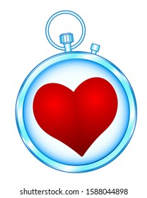 Illustration of the valentine's day abstract heart on a stopwatch icon