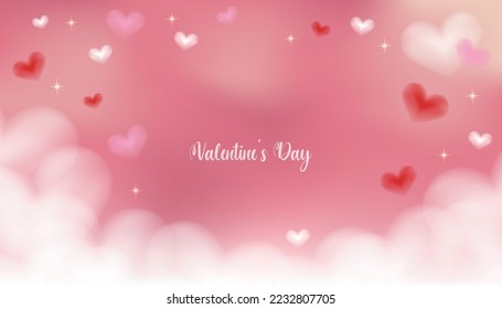 Illustration of valentines day background with clouds and hearts