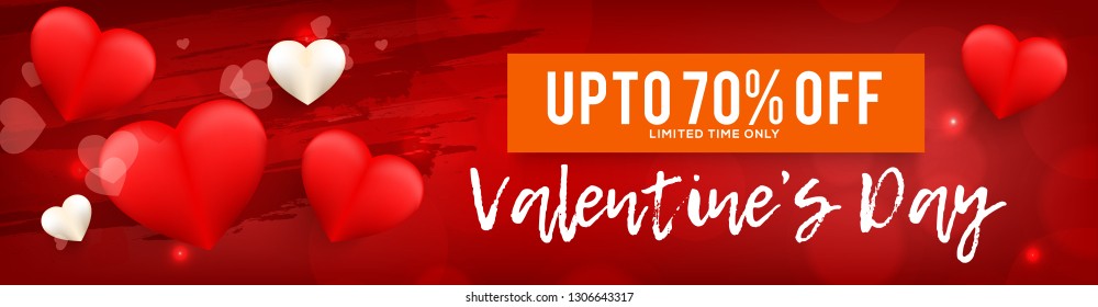 Illustration Of Valentines day background with heart pattern and discount offer for Valentine's day sale. Wallpaper, banner, poster, brochure.